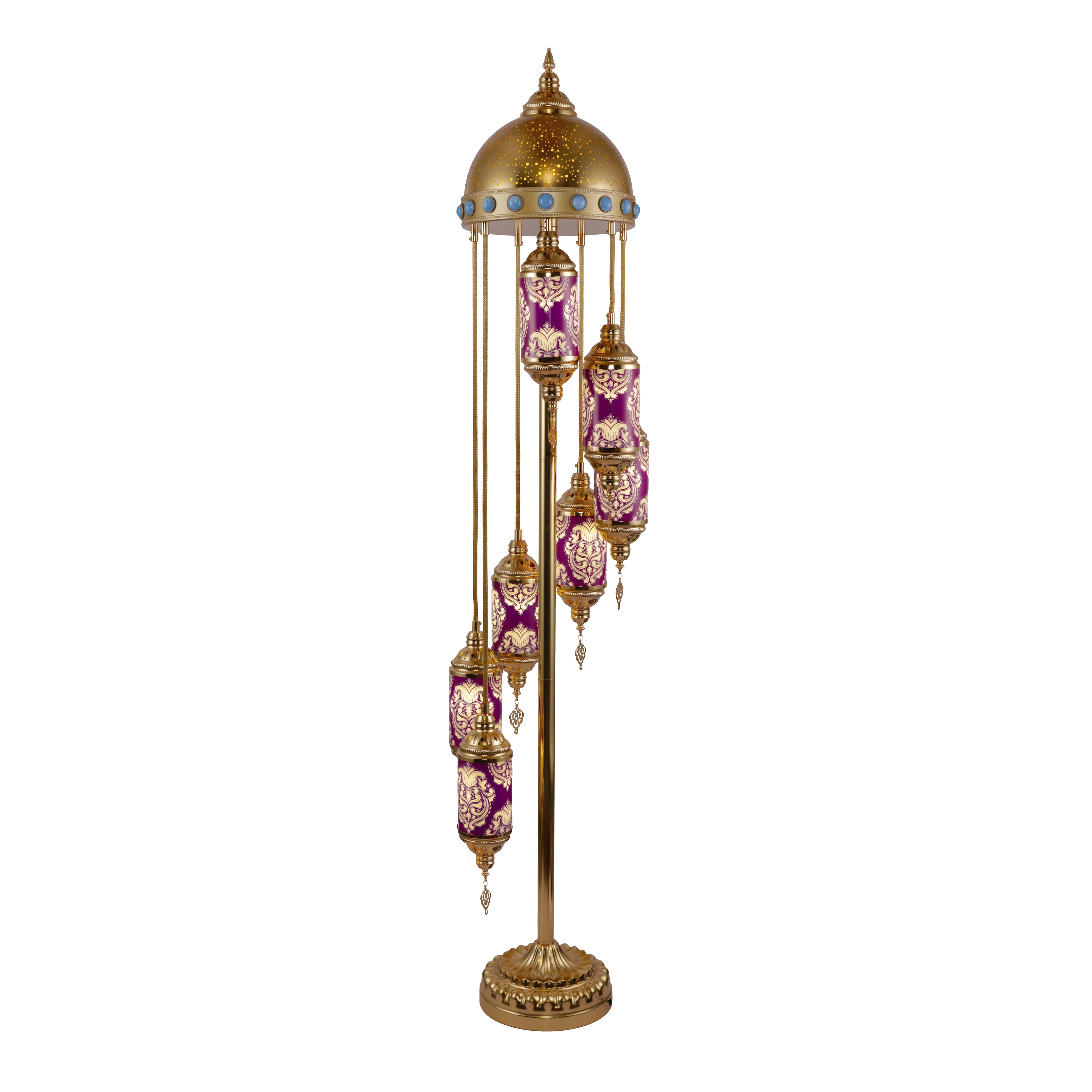 Turkish Style Handmade Mosaic Floor Lamp with Fluorescent Light Source New Design French Gold