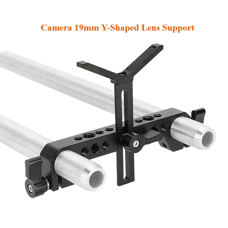 

Camera 19mm Y-Shaped Lens Support Bracket Holder Height-adjustable For DSLR Sholuder Mount 19mm LWS Rail Support Systems