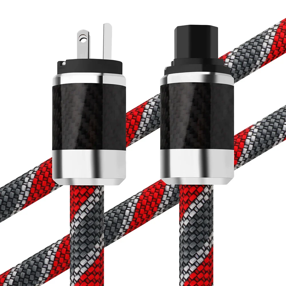 12AWG Audio Power Cable OCC Cable EU/US Audiophile Power Cable Audiophile HiFi Power Cord Carbon Fiber Power Plug 125V/15A