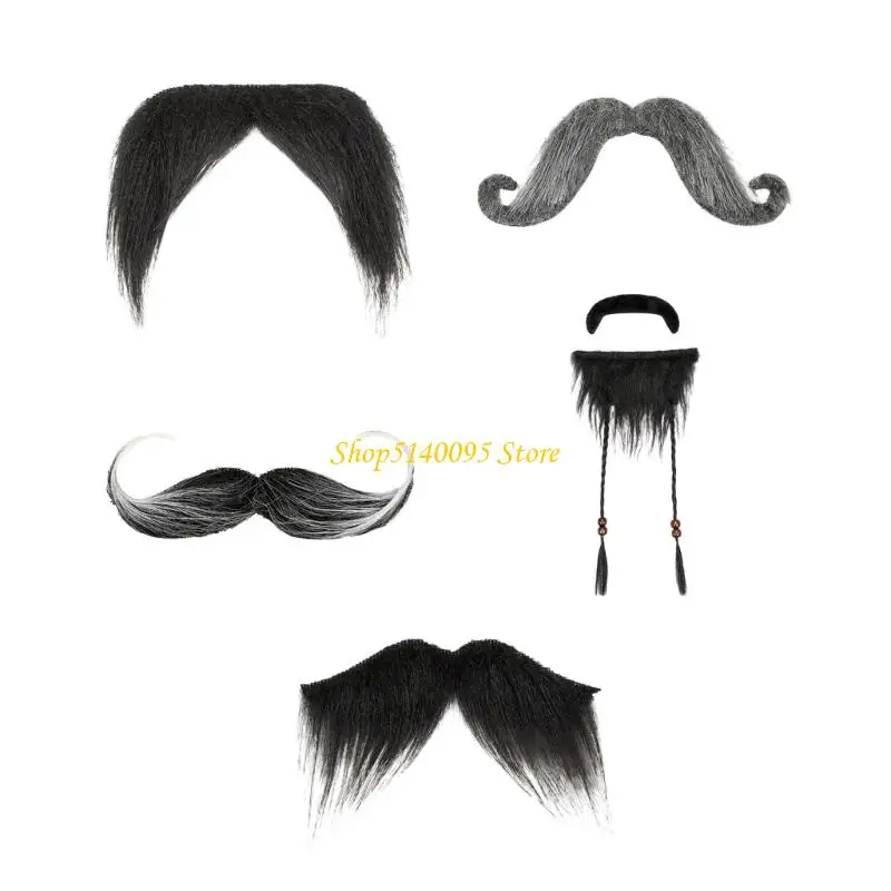 DXAE 3pcs Practical Plastic False Mustache For Pirate Wizard Santa Costume Accessories Easy To Clean Halloween Party Props