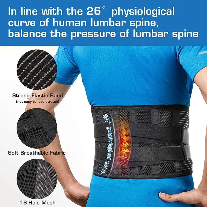 Men Women Lower Back Support Brace with Removable Lumbar Pad Waist Support Belt Orthopedic Waist Corset Back Pain Relief Health