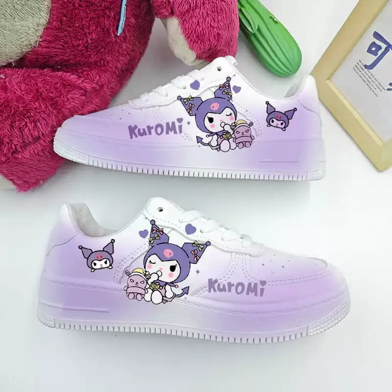 Kawaii Sanrio Kuromi Skate Shoes Cartoon Anime Lightweight Casual Fashion Low-Top Board Shoes for Breathable White Shoes Gift