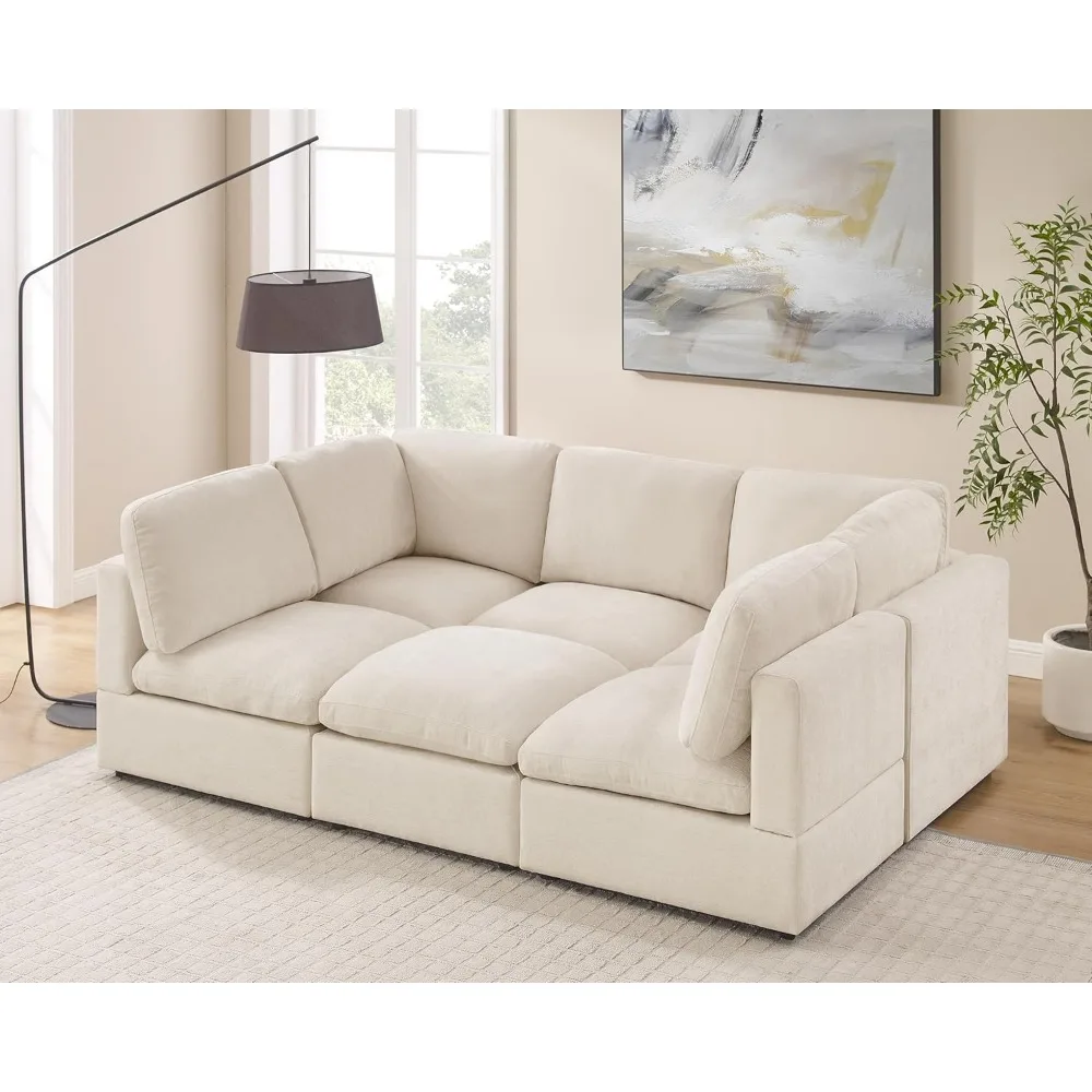 

Modular Sectional Sofa, Convertible Sleeper Modular Sectionals Sofa Bed with Ottoman, 6-seat Sectional, Sofas Bed