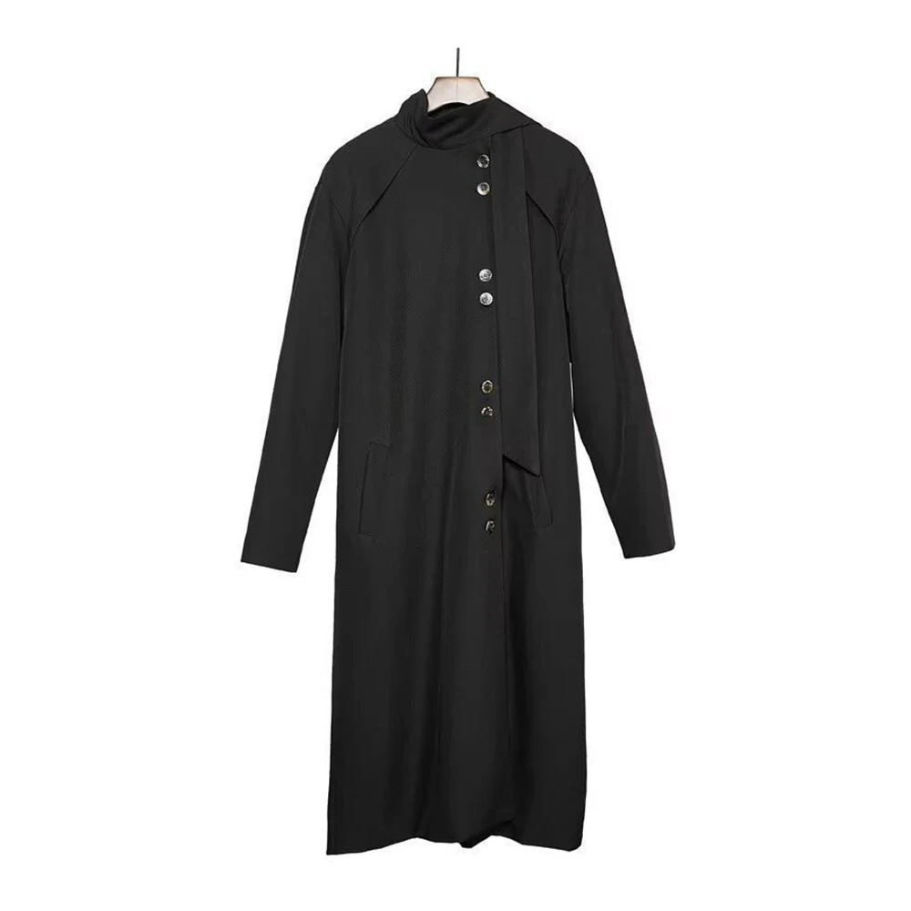 

Мужская темная однотонная рубашка с асимметричным подолом в стиле диджей, уличная мода, молодежный тренд, для ночного клуба, хип-хоп, универсальный лонгслив, мужская одежда