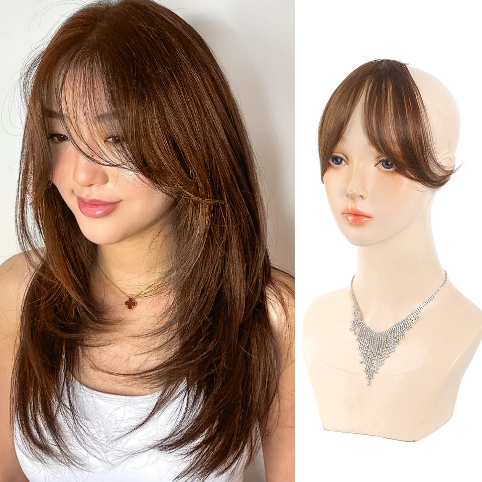 

Synthetic Bangs Wig For Women With Natural Side Bangs Fluffy And Add Hair Flipper Bangs