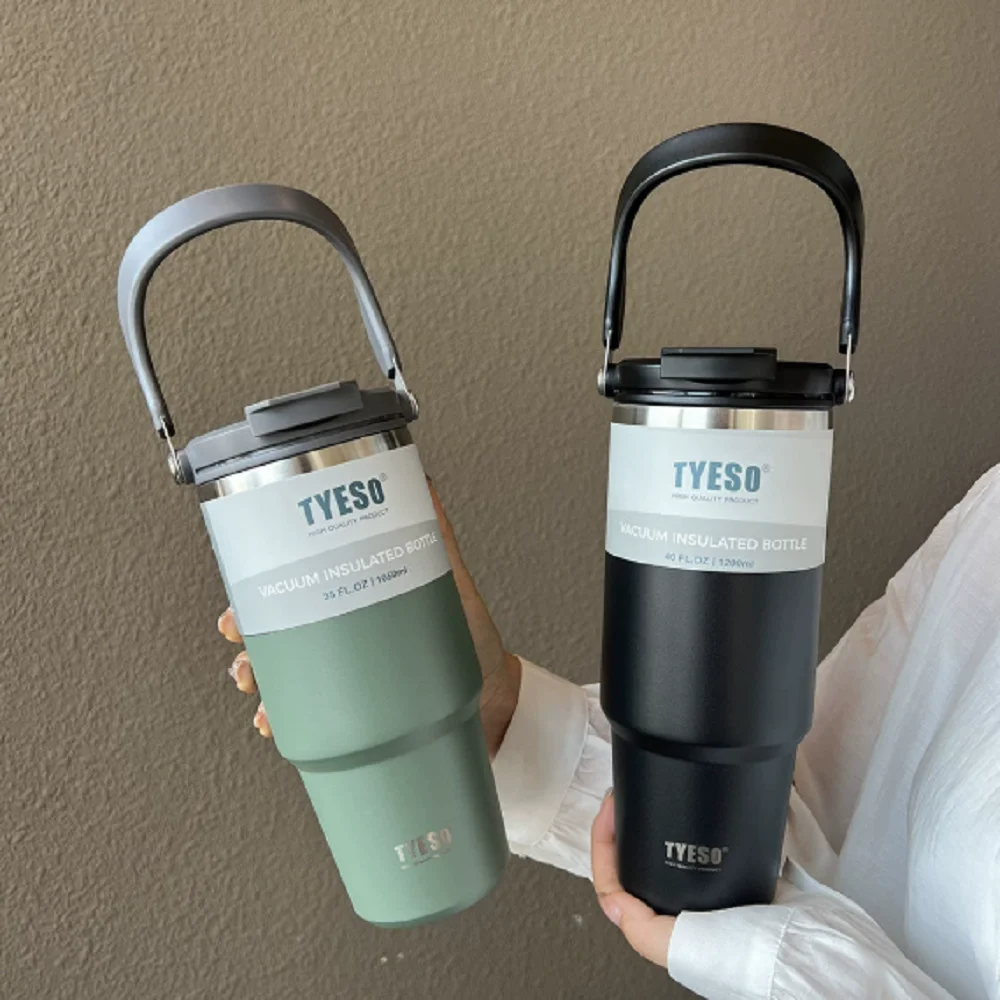 Taishuo Ice King Cup Handheld Double Drink Large Capacity 304 Stainless Steel Insulated Cup with Straw Car Cooling Cup image 3