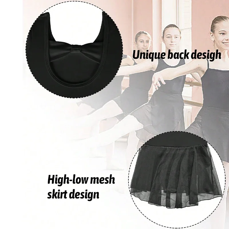 ﻿   여아용 반팔 발레 레오타드, 유아용 긴팔 등 리본 댄스 드레스 (아동 무대 의상)