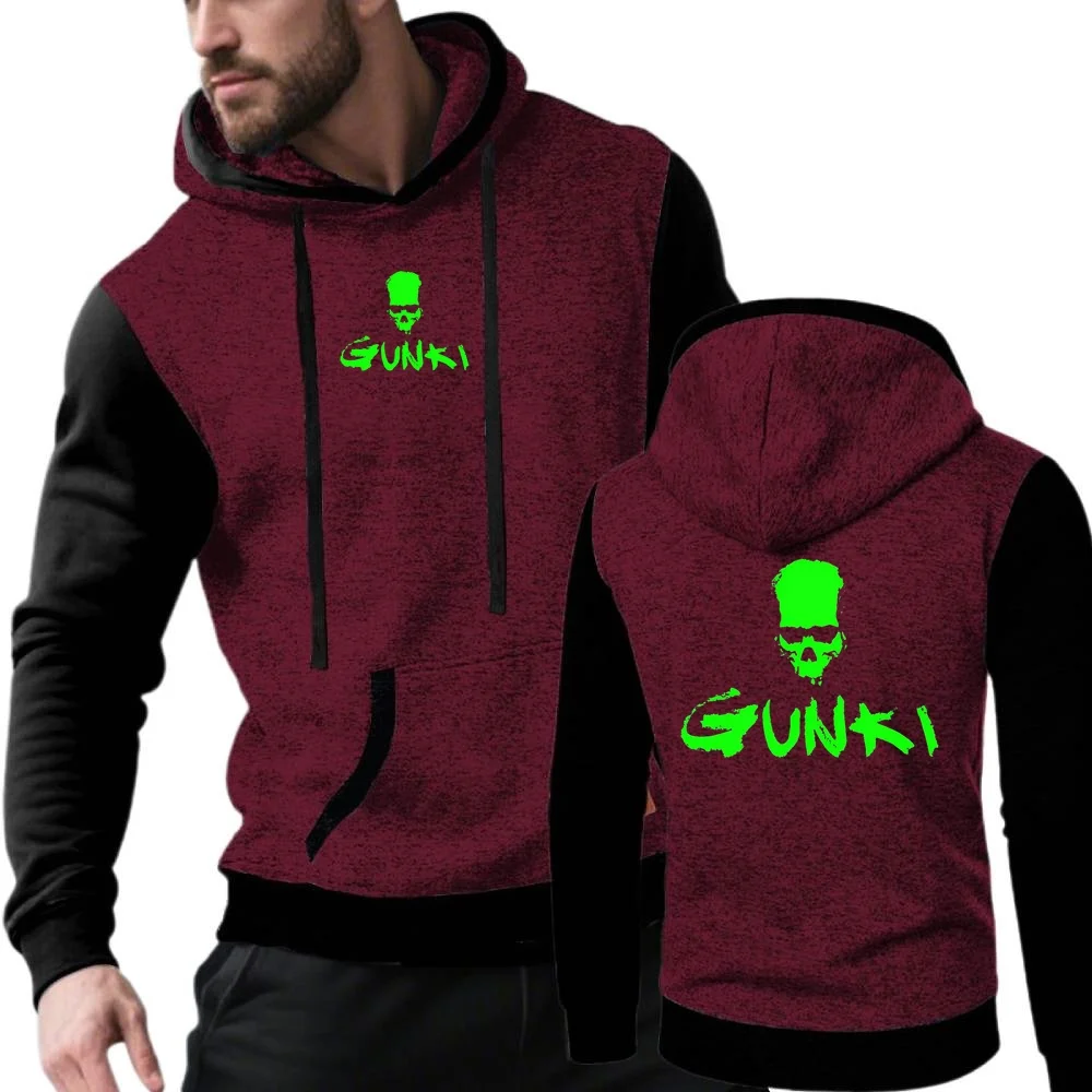 Fall Winter Gunki Men's Loose Hooded Sweatshirt with Long Sleeves Men Casual Wear Fashionable Multi Colored Hoodies Men Jacket