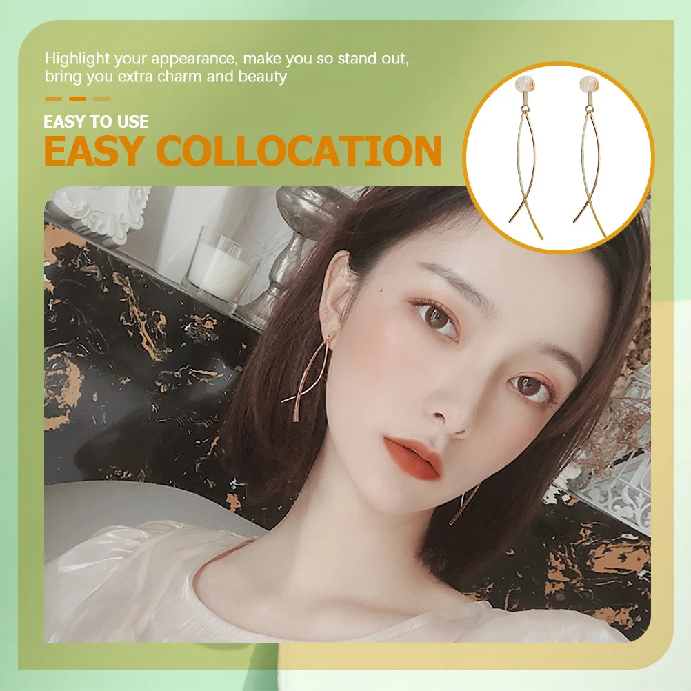 زوج واحد من الأقراط المتدلية على أصفاد الأذن غير المثقوبة، إكسسوار رائع للنساء في عيد الفصح وحفلات الزفاف #6