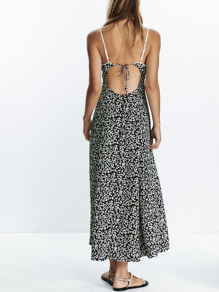 

Faionable Floral Print Midi Dr ZA2025 Summer New Women's Sexy Bal Gown Ideal for Stage Performances And Ethnic Wear