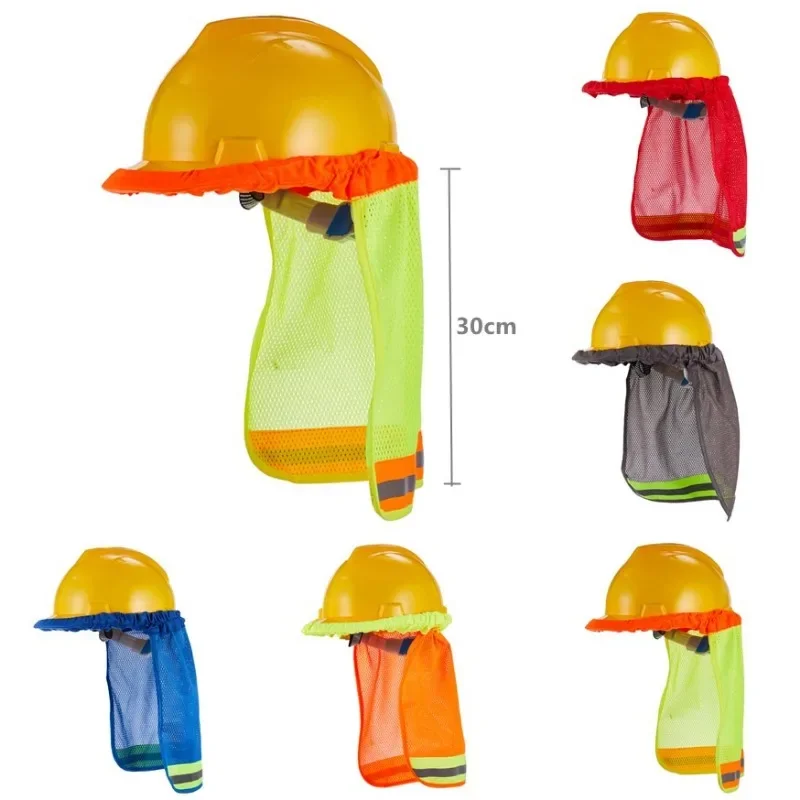 Pare-soleil d'été pour les travailleurs de la construction, casque de sécurité, bouclier de cou, casquette de coulée en maille utile à rayures