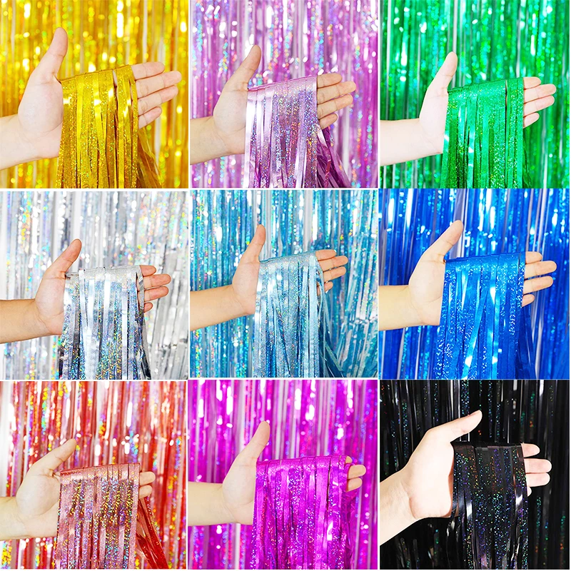 Cheap Tinsel Foil Fringe Curtains Backdropfor for Photo Booth Wedding Graduations Birthday Christmas Event Party Supplies