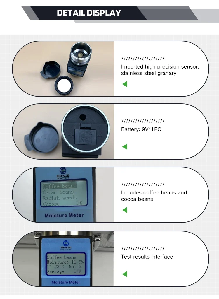 Medidor de prueba de sensor de humedad de anacardo de grano digital de semilla de cacao rápida de alta calidad, lcd