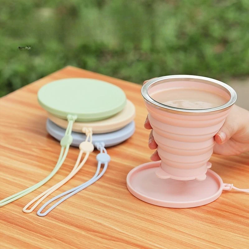 

Silicone Folding Cup Outdoor Portable Camping Travel Mouthwash Cup Telescopic for Coffee Milk Cold Drinks Drinking Utensils