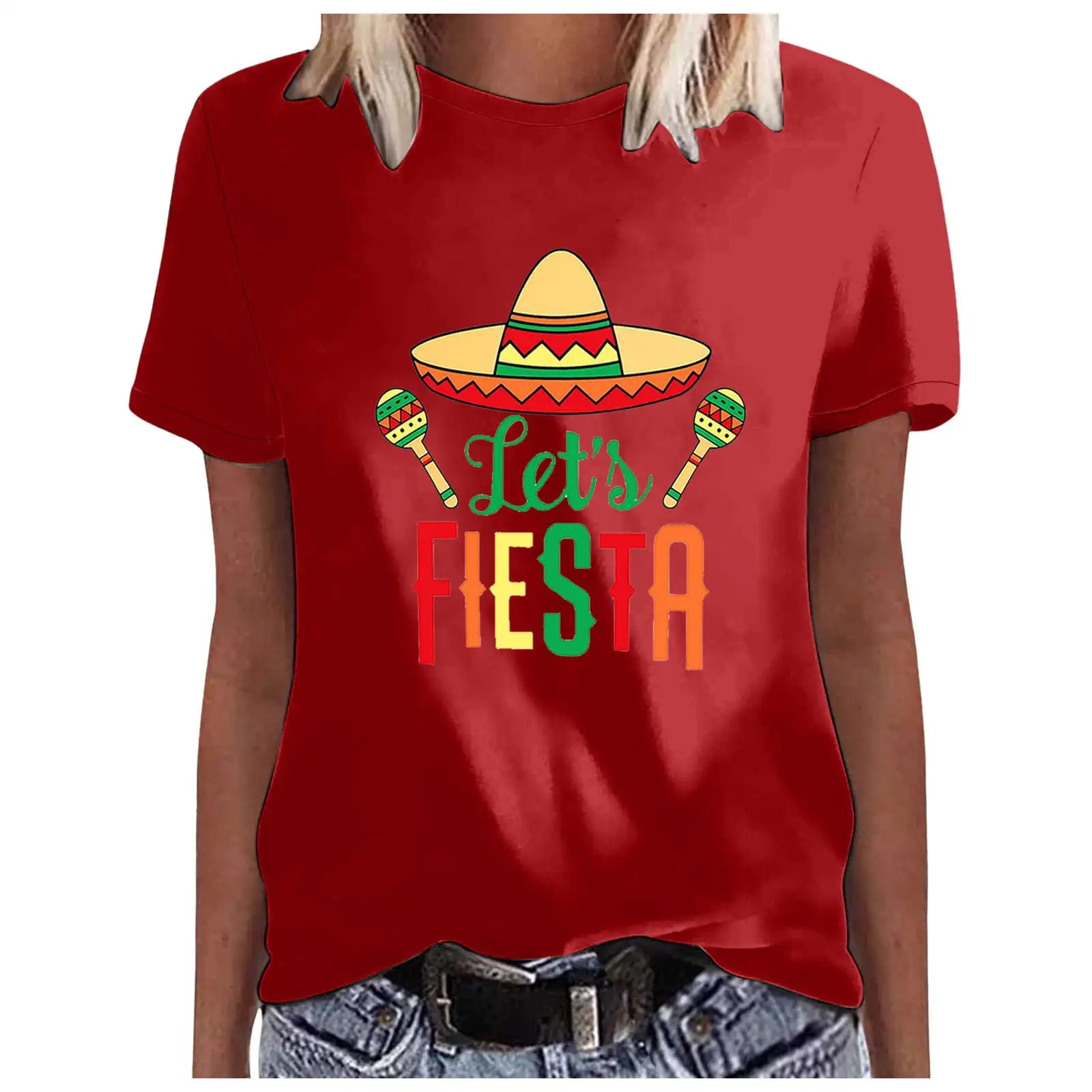 Camisetas gráficas coloridas femininas, mexicana, EUA, bandeira, camiseta estampada de festa, tops da moda, camiseta de verão