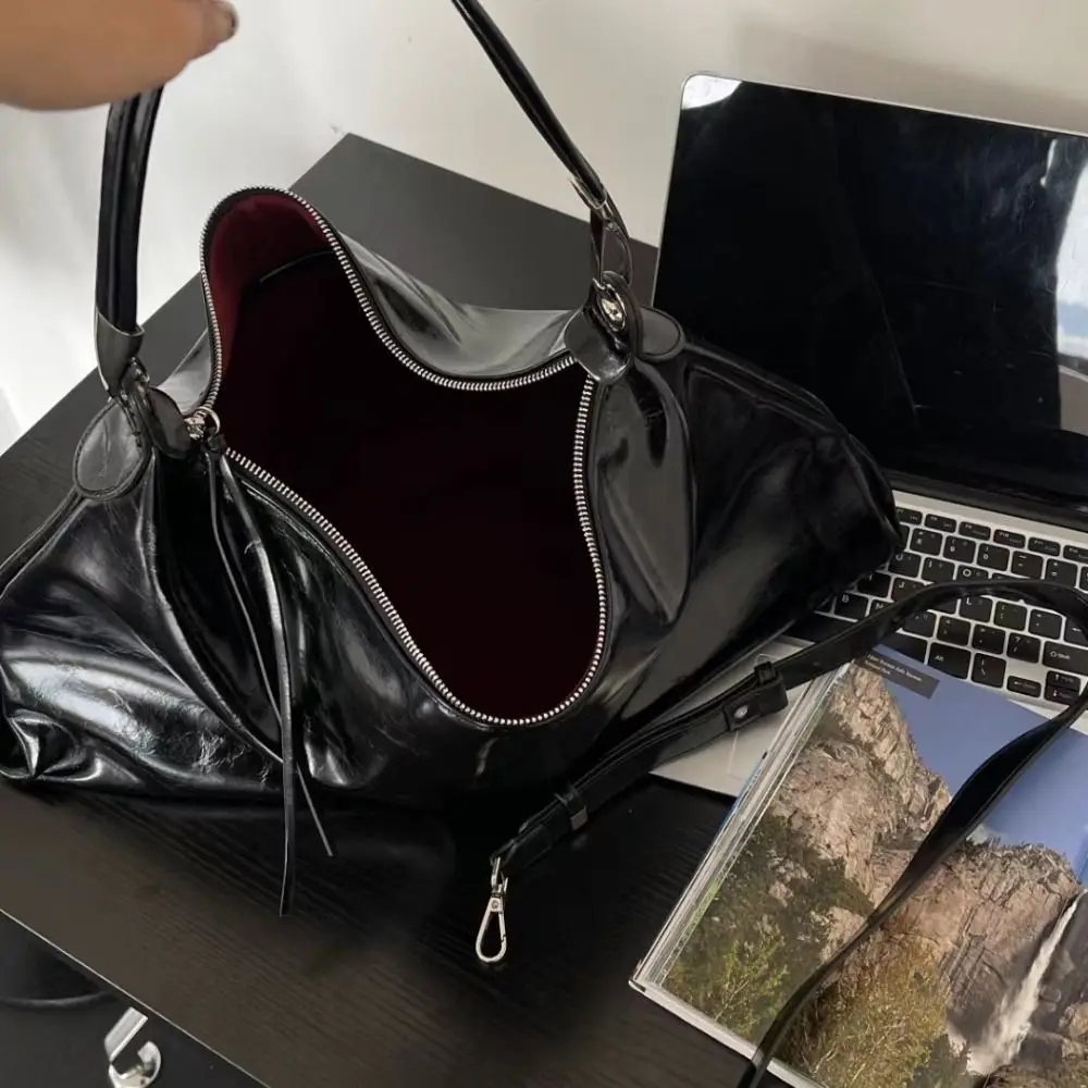 Damen Mode Öl-Wachs-Leder Umhängetasche Vielseitige Große Kapazität Schultertaschen Luxuriöses Design Elegante Handtasche – Detail 3