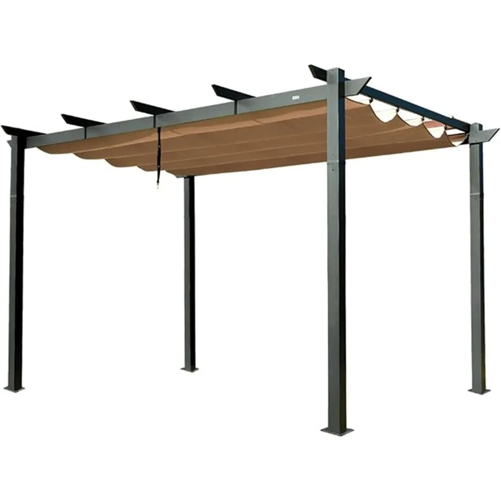 

13 x 9 Ft Outdoor Patio Retractable Pergola with Canopy, Aluminum Sunshelter Pergola Grill Gazebo, Modern Sun Shelter Pergola