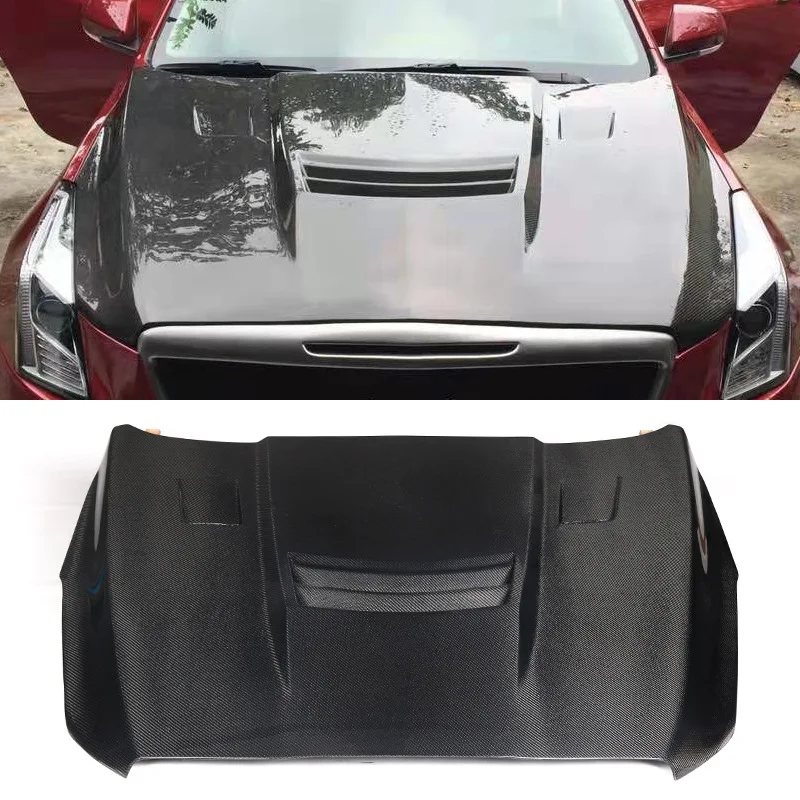 New Black Carbon Fiber Hood for ATS-L Universal Fitment Vertical Bill 3-Hole Design Screw-On Retrofit/Upgrade Part