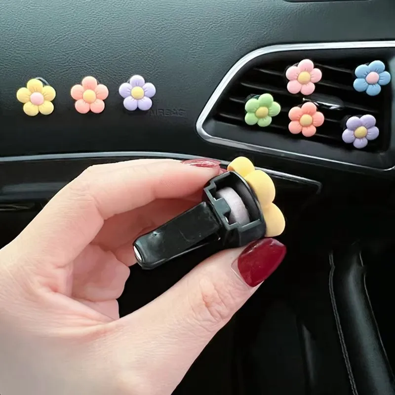 1/3/4pcs Cute Flower  Aromatherapy Car Air Outlet Decoration Perfume Clip Air Freshener Colorful Flora Decor Auto Accessories