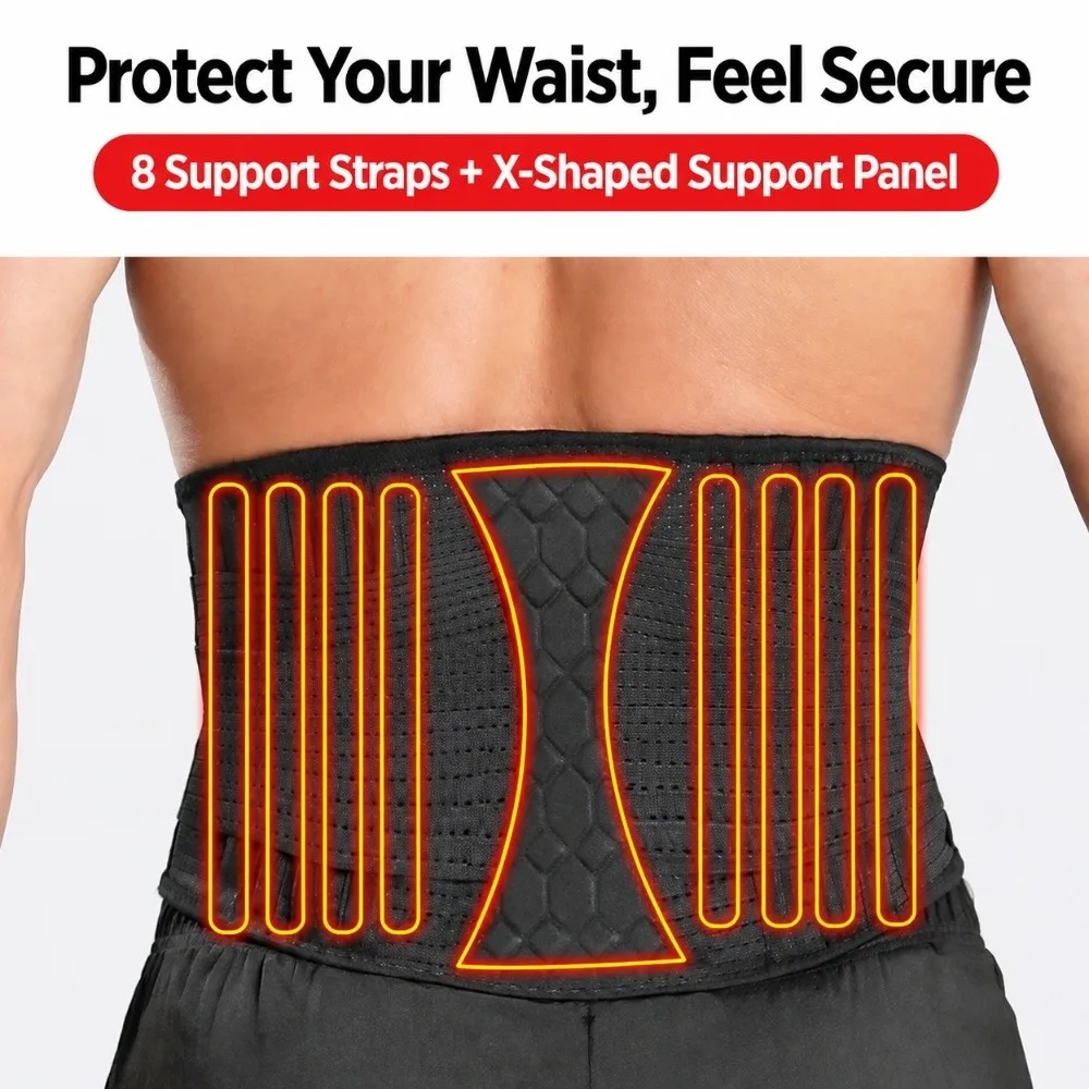 Lightweight Back Brace 360 Degree Support Breathable Lumbar Support Belt Adjustable Strap 8 Reinforced Bone Waist Trainer Belt