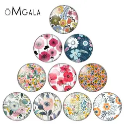 Beauty flowers patterns Fashion 10pcs mixed 12mm/18mm/20mm/25mm/30mm Round photo glass cabochon demo flat back Making findings