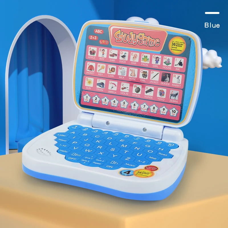 Petit ordinateur portable d'apprentissage de l'anglais, jouet pour enfants Ordinateur pour Aphabet ABC pour Garçons et Bol, Nombres, Orthographe, Maths, Musique