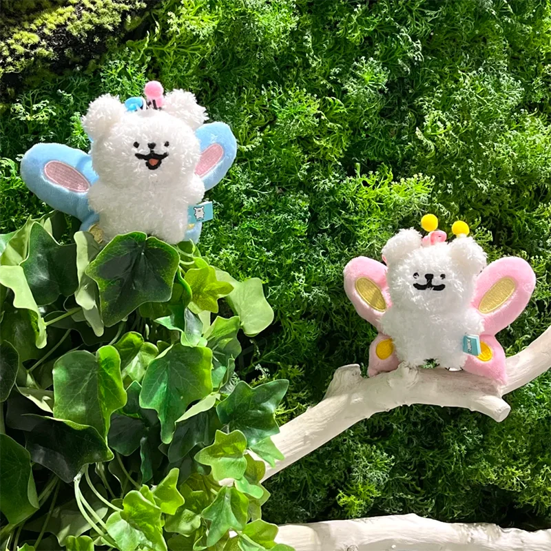 Kawaii Love Line perro alas de mariposa muñecos de peluche de dibujos animados colgante mochila llavero juguetes creativos periféricos chica regalos de cumpleaños