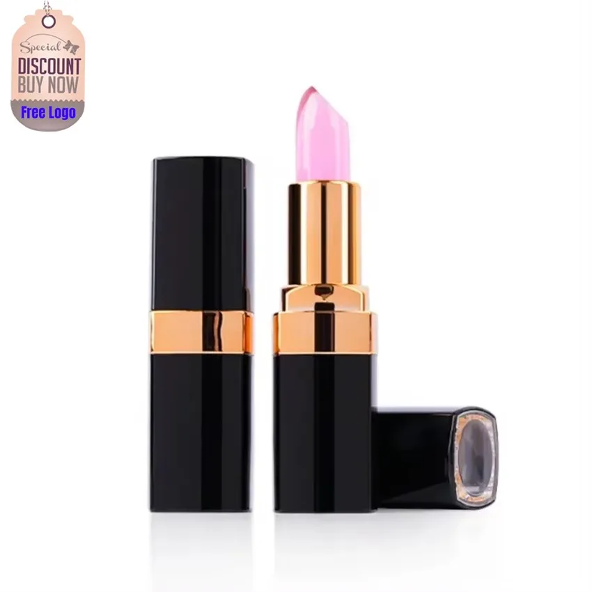 Private Label 6colors Black Tube Jelly Lip Balm Color-changing Clear Non Stick Cup Easy To Apply Moisturizing Nourish Makeup