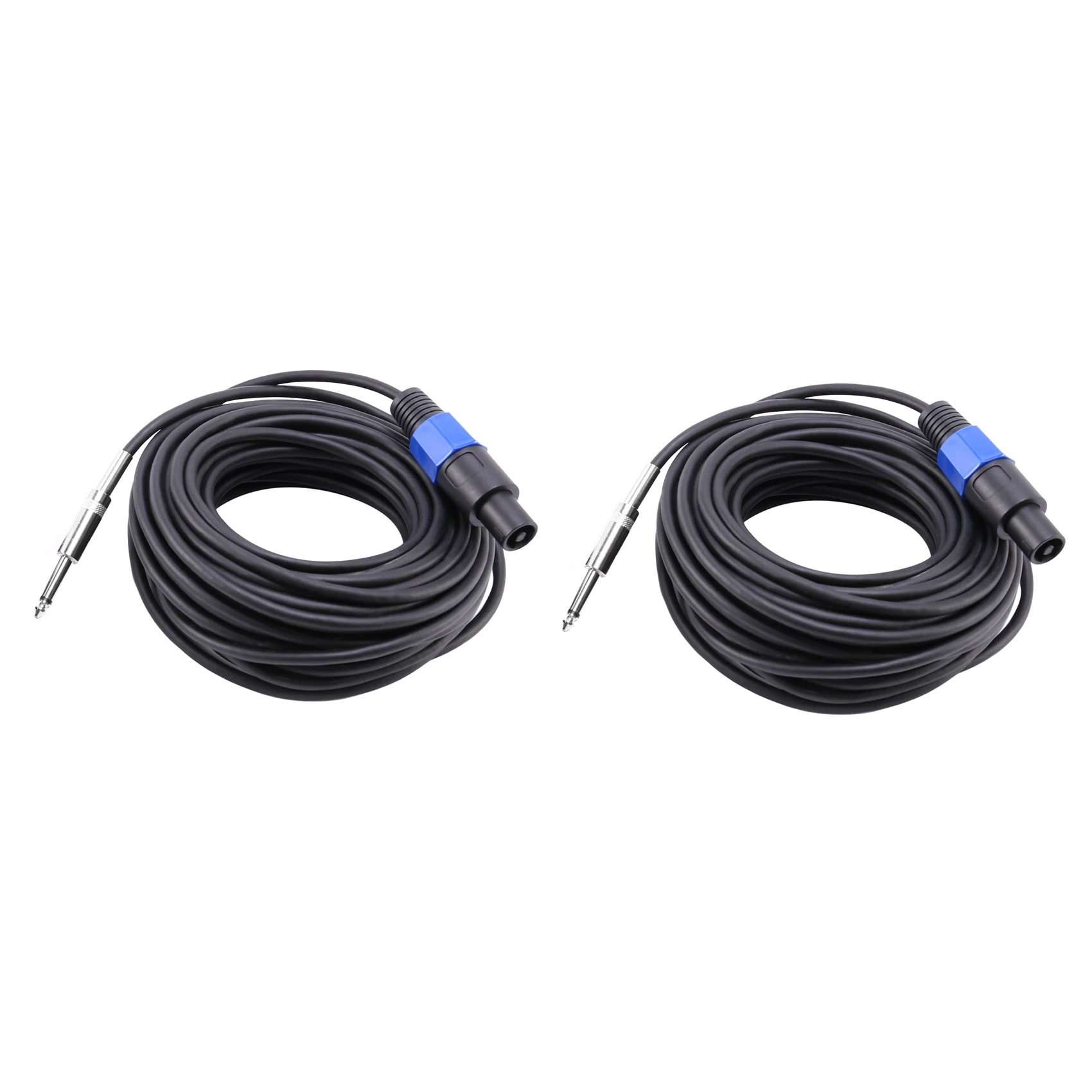 2 Pack 50 Ft Speakon to 1/4 Inch Male Speaker Cables 12 Gauge AWG Wire Audio Amplifier Connection Cord 6.35mm DJ/PA Speaker