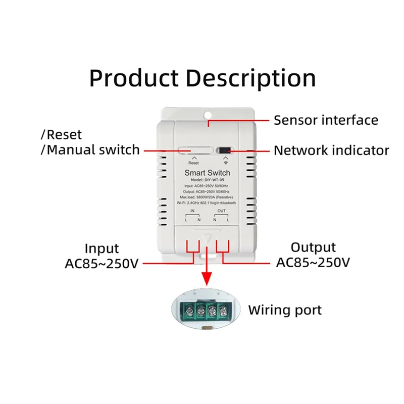 

ABSQ-2X Ewelink умный переключатель температуры WIFI 20A с датчиком температуры мониторинг температуры в реальном времени для комнаты аквариума