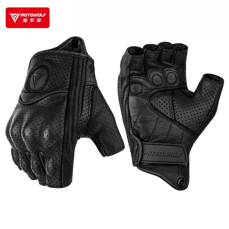 Motorcycle Fingerless Gloves Winter Summer Motocross Protective Gear Touch Screen Gloves Leather Touchscreen Motocross Gloves