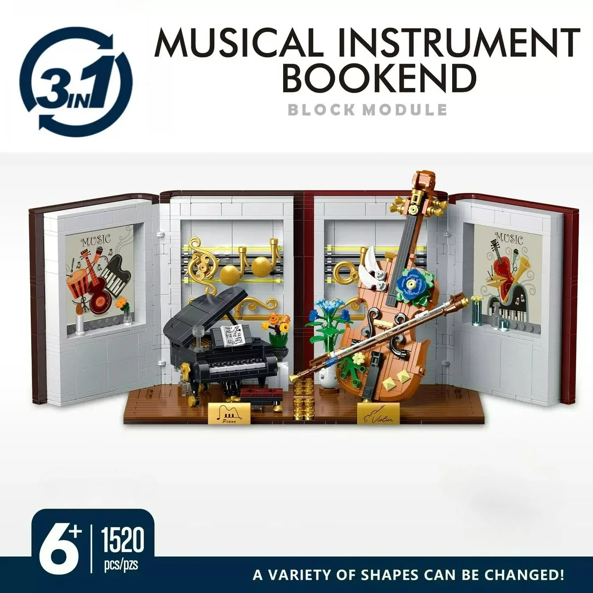 

MOC музыкальный инструмент, подставка для книг, модель, строительные блоки, комплект, строительное музыкальное оборудование, сцена, кирпичи, головоломка, игрушки «сделай сам», детский подарок на день рождения