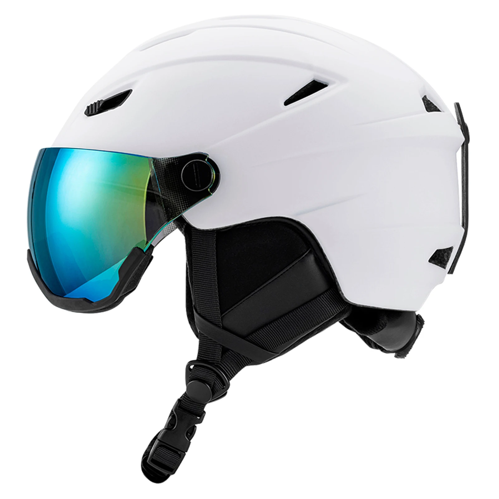 Ski Helmet With Integrated Visor - หมวกกันน็อคสกีแบบรวมสำหรับผู้ชายและผู้หญิง หมวกกันน็อคสโนว์บอร์ดพร้อมแว่นกันลมแบบถอดได้ หมวกกันน็อคสำหรับเล่นสกีและสโนว์บอร์ด