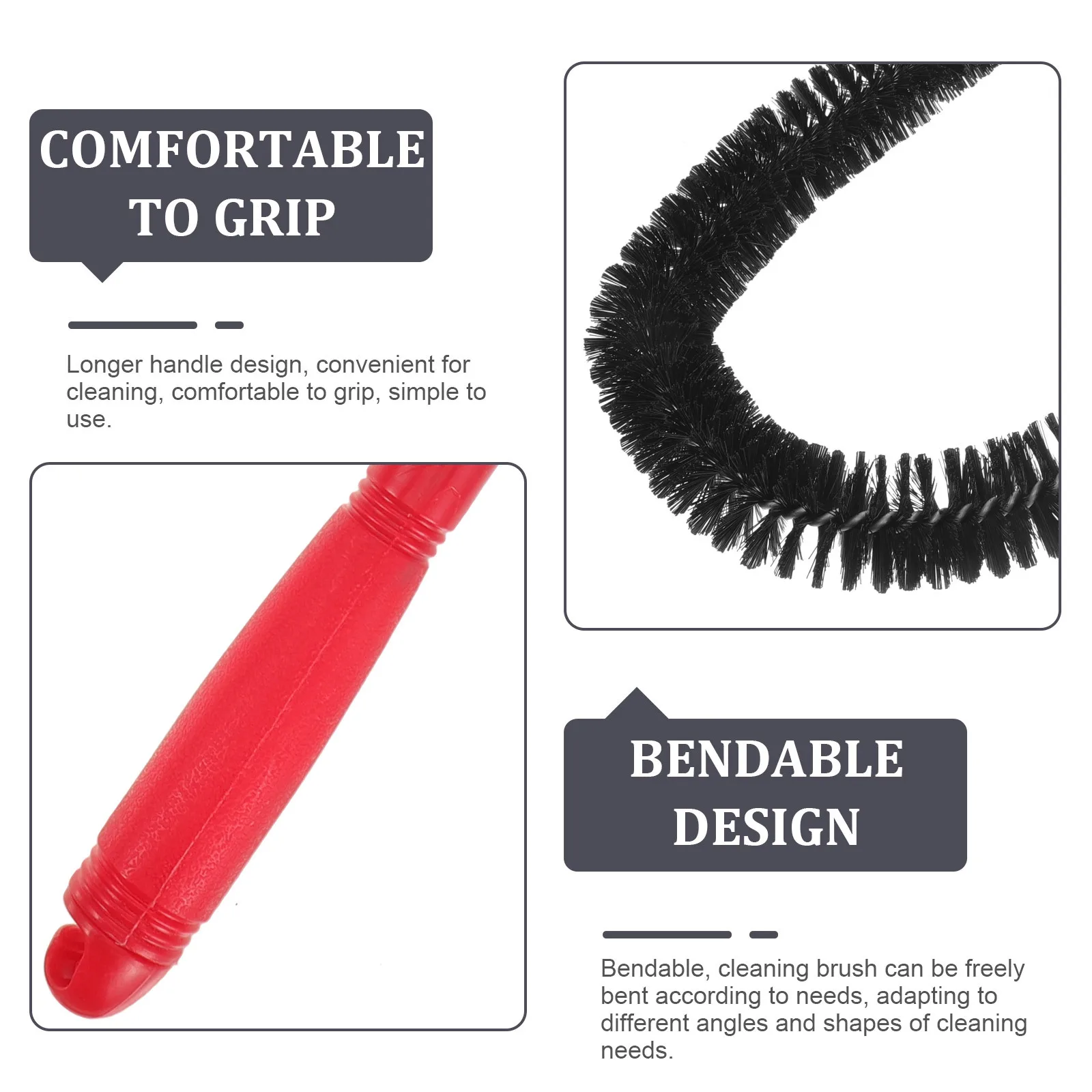 

Longer Handle Flexible Cleaning Brush Multi-Function Tube Bottle Drain Cleaner Brush Air Conditioner Washer Kitchen Tool