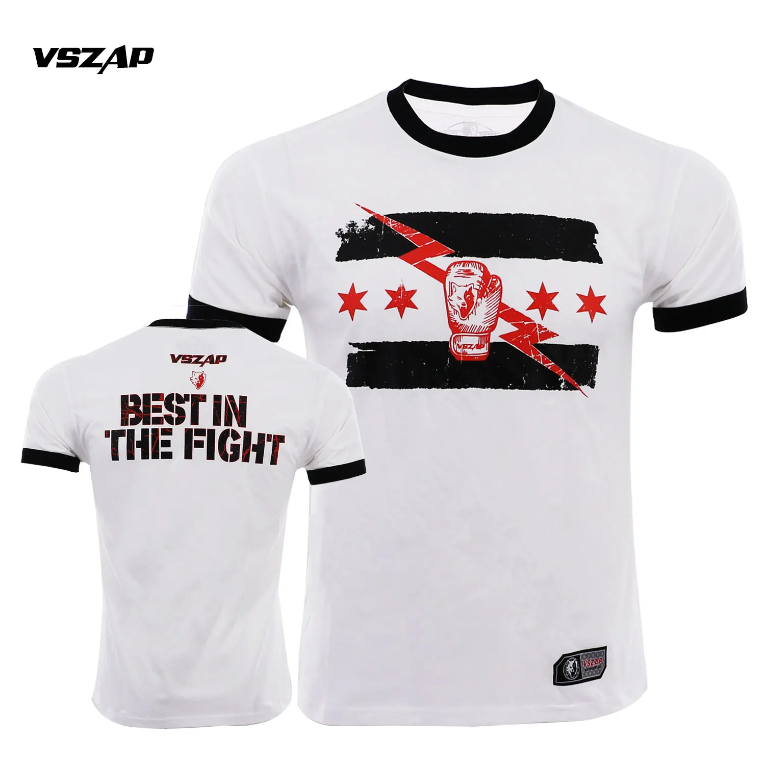 

Vszap casual fitness MMA boxing short sleeved Muay Thai martial arts pure cotton T-shirt supports customization