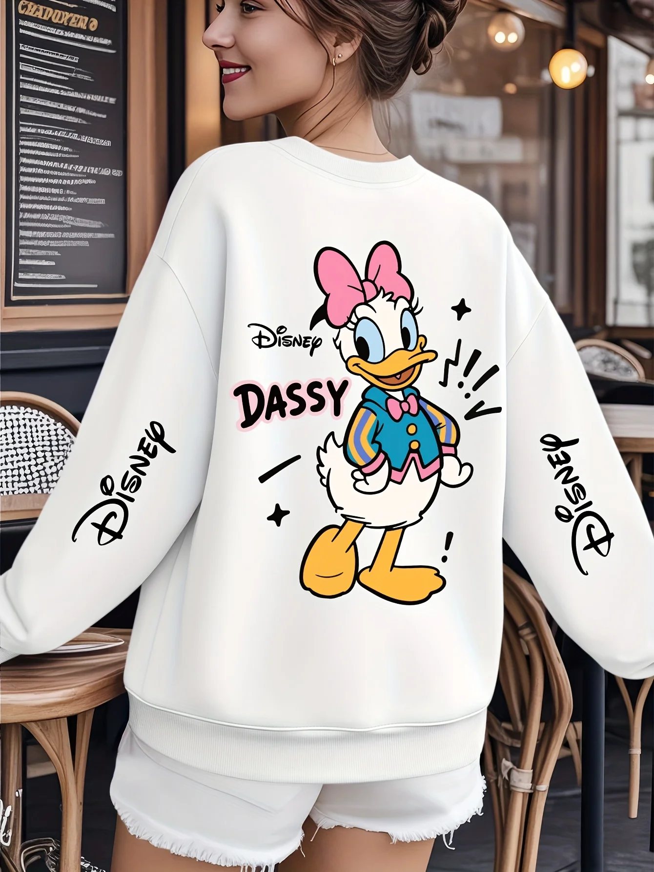 ディズニー デイジー ダック スウェットシャツ パーカー フリース レディース メンズ コットン 秋冬 プルオーバー O ネック フーディ 長袖 オーバーサイズ コート