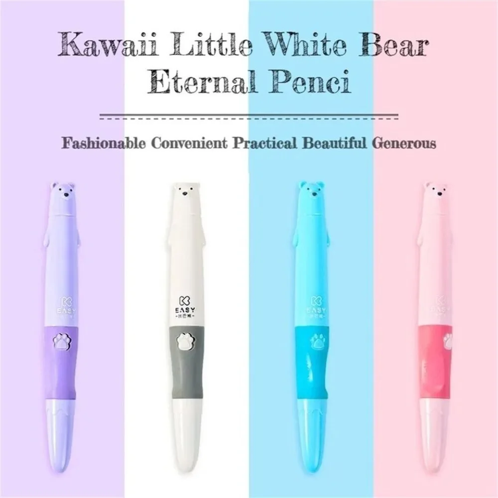 Bear Picture Writing Pencil Orthostatic Posture No Cutting Required Eternal Pencil 0.5mm Continuous Core Eraser Unlimited Pencil