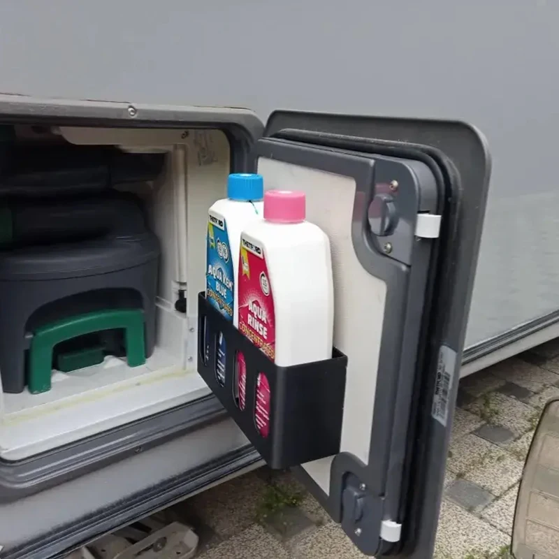 RV Door Storage Box ABS Shelf Black Suitable For Thetford Toilet Seat Organizer Campers Vans Sewage Tanks RV Door Storage Box