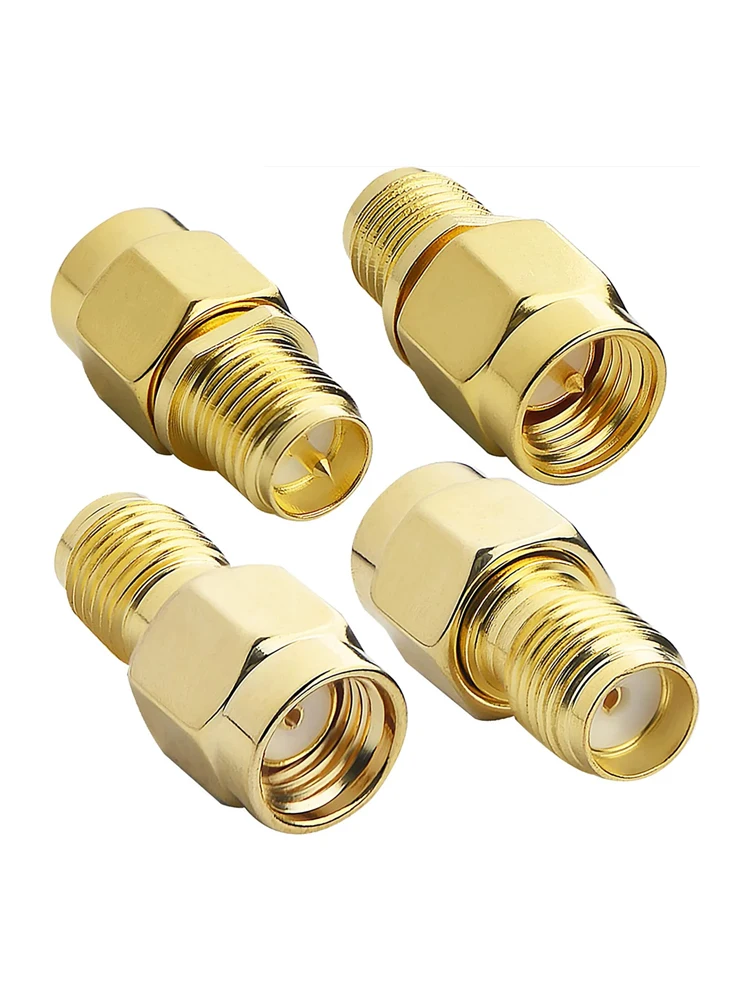 1PC SMA auf RP SMA Adapter RF Koaxial Stecker SMA Stecker auf RP-SMA Buchse Konverter Vergoldet Kupfer messing – Detail 2