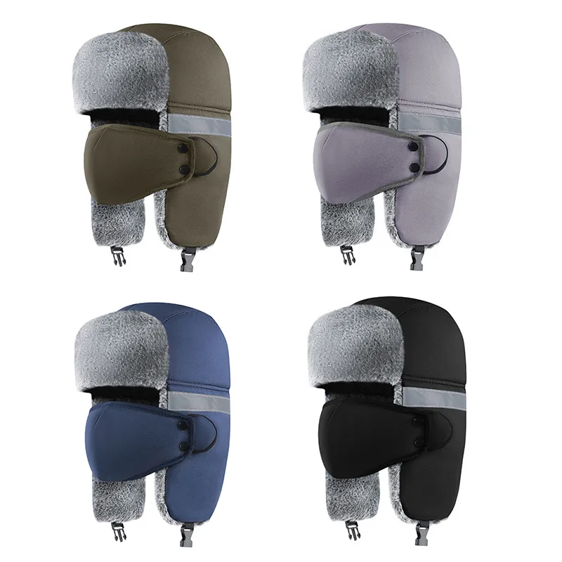 

Winter Windproof Warm Hat Cycling Outdoor Thick Ear Protection Cotton Plush Hat for Cold Weather Outdoor Cycling Hiking