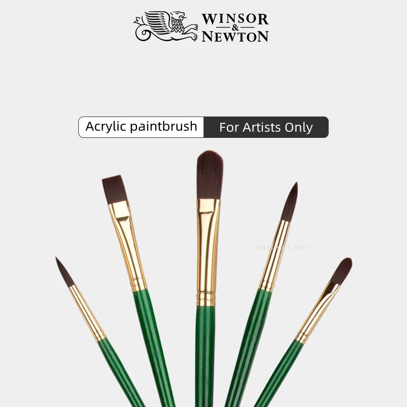 

Кисти Winsor Newton для рисования акриловыми красками, нейлоновые кисточки с плоским наконечником и круглой головкой, высокоэластичные длинные стержни, ручки для рисования маслом