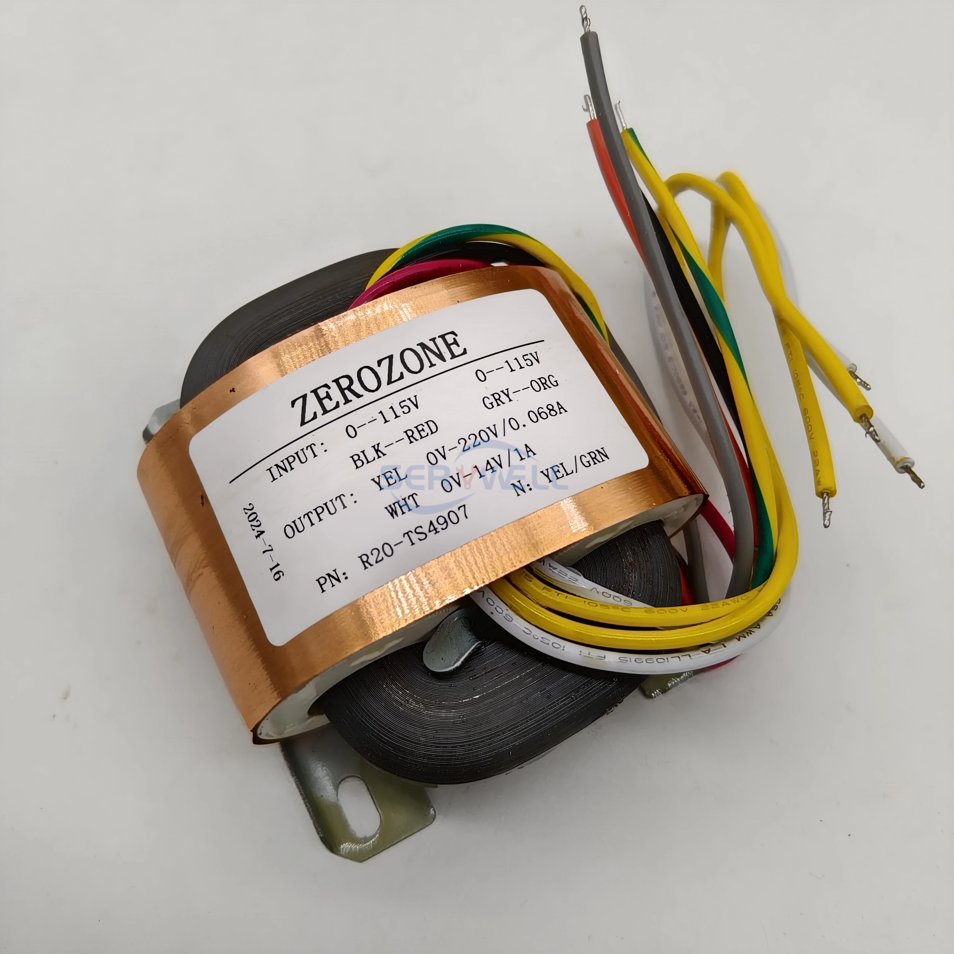 ZERO-ZONE 30VA 30W R-core to PRT Transformer Input 0-115Vx2 or 230V Output 220V 0.068A 14V 1A