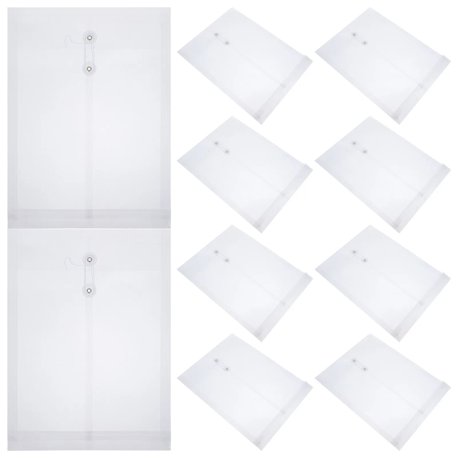 

12Pcs File Folder Bags Transparent Document Holders Strong Rope Wrap Closure for Keeping Papers Flat and Protected Office School