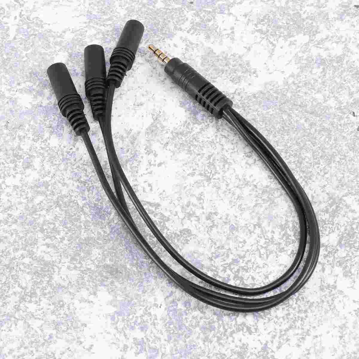 Earphones Headphone Audio Splitter Cable and Microphone Jack for Headset Black 35mm