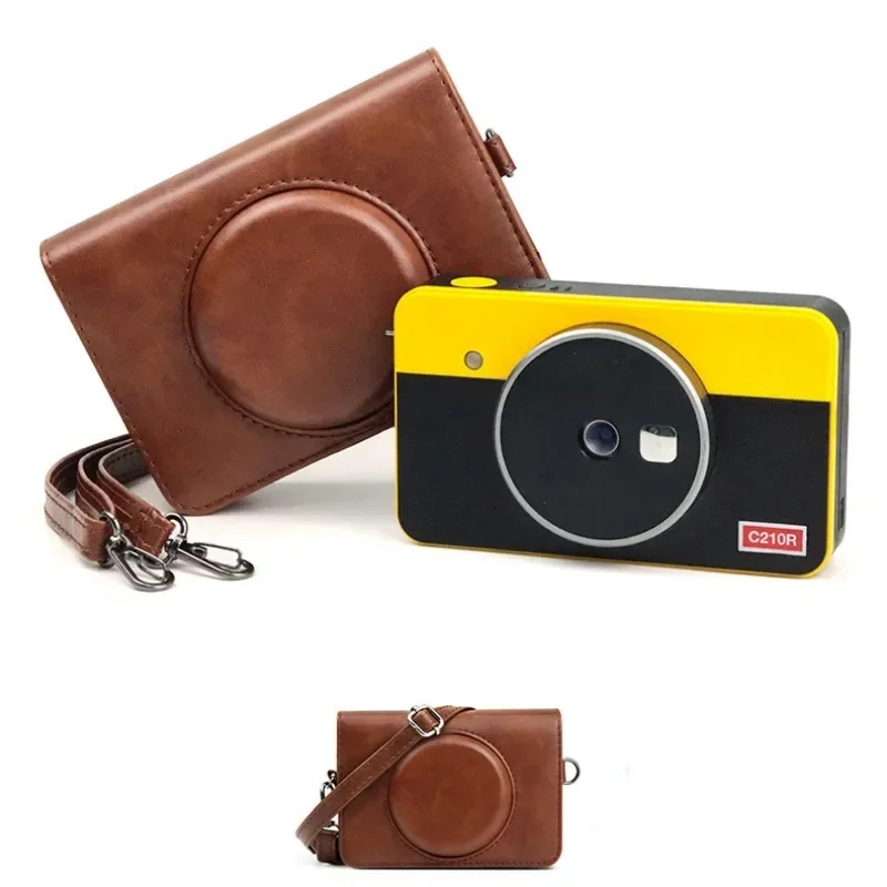 New C210R Camera Case for Kodak Mini Shot 2 Retro Instant Camera Photo Printer Accessories,with Shoulder Strap Leather Bag