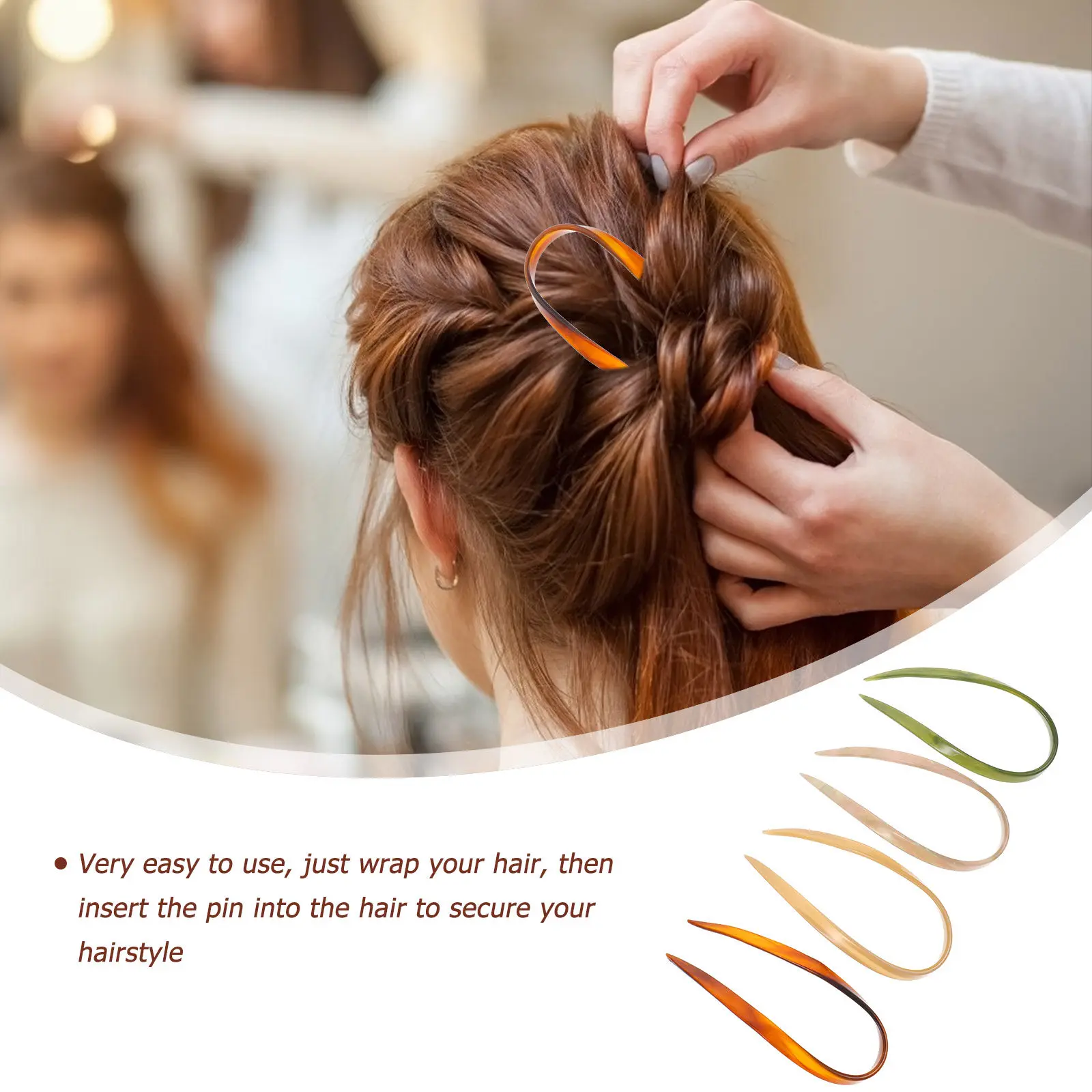 

Набор из 4 элегантных U-образных заколок для волос из ацетата: удобные и стильные французские шпильки для женских причесок-пучков