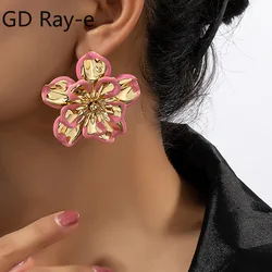 Korean Sweet Flower Earrings For Girls Fashion Jewelry Female Temperament Multi-color Enamel Petal Earrings Wholesale