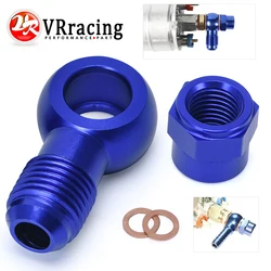 VR - ALUMINUM BLUE 044 Fuel Pump AN6 to 12.5MM Outlet Banjo Adapter Fitting + Cap VR-FK045BL