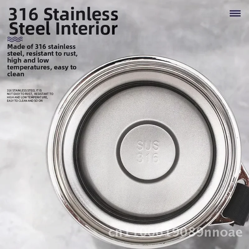 

Нержавеющая сталь 316, 1000 мл, термос, большая емкость, портативная автомобильная дорожная чашка для разделения чая и воды с ремешком на ручке и чай