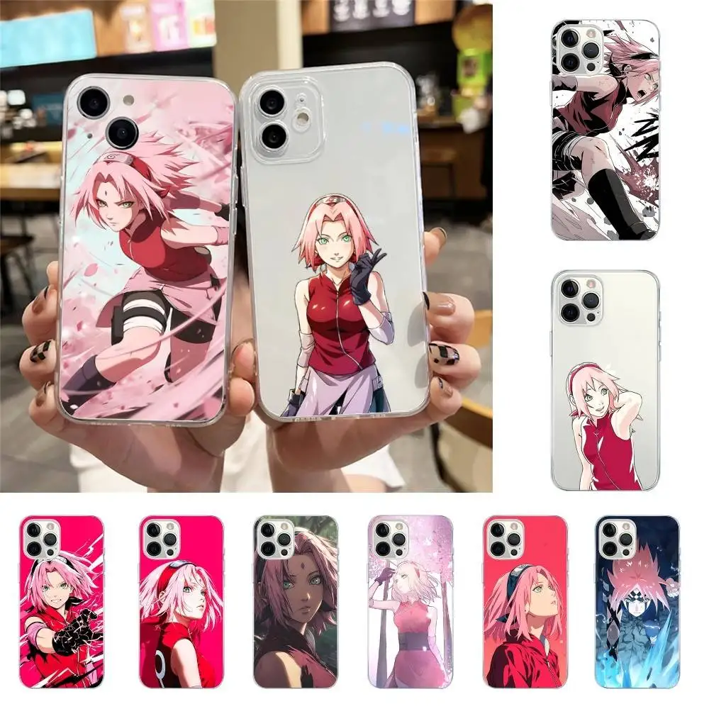 Funda de teléfono s-sakura Haruno para Iphone 15 11 13 14 Pro Max 7 8 Plus X Xr Xs Max 16pro 12mini cubierta transparente